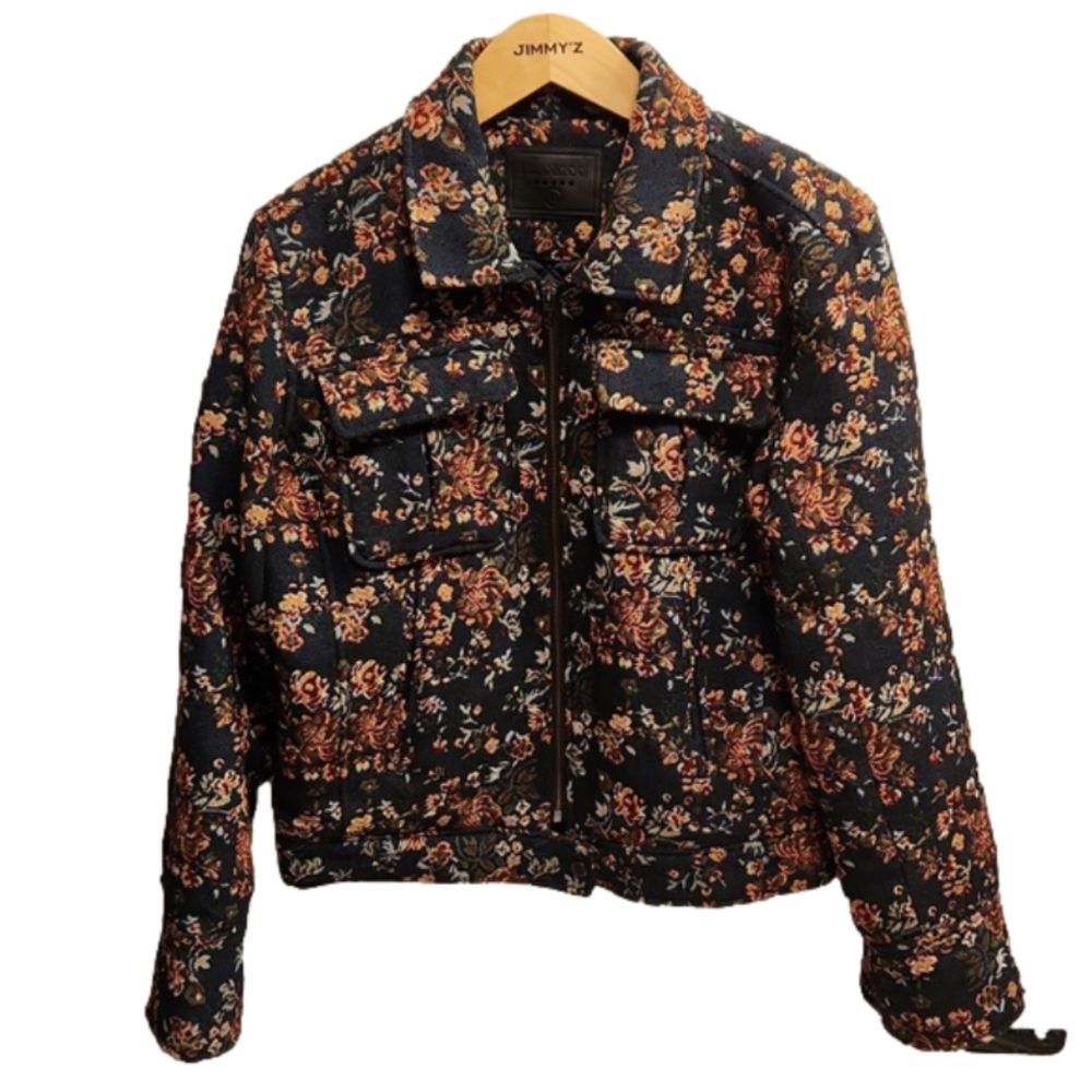 Blank NYC Floral Tapestry floral  Quilt Lined Full Zip Jacket Size M